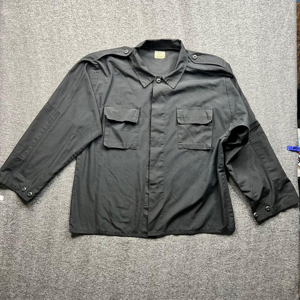 Vintage Military Shirt Mens XL Black Tru Spec BDU Ripstop Tactical USA Mad